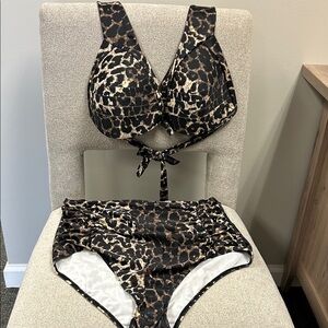 COCOSHIP Leopard Print High Waist Bikini